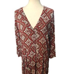 H&M brown paisley floral color peasant baby doll dress size 10